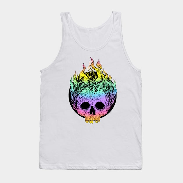 Skull on Fire Tank Top by OccultOmaStore